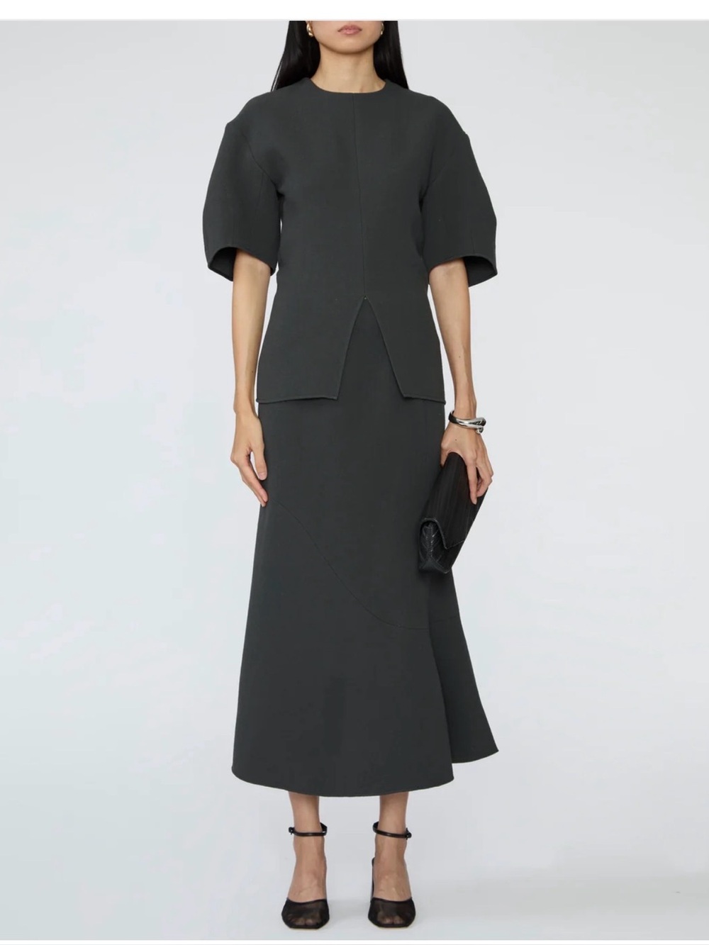 Tibi Wool Crepe Marte Fluid Skirt in 4